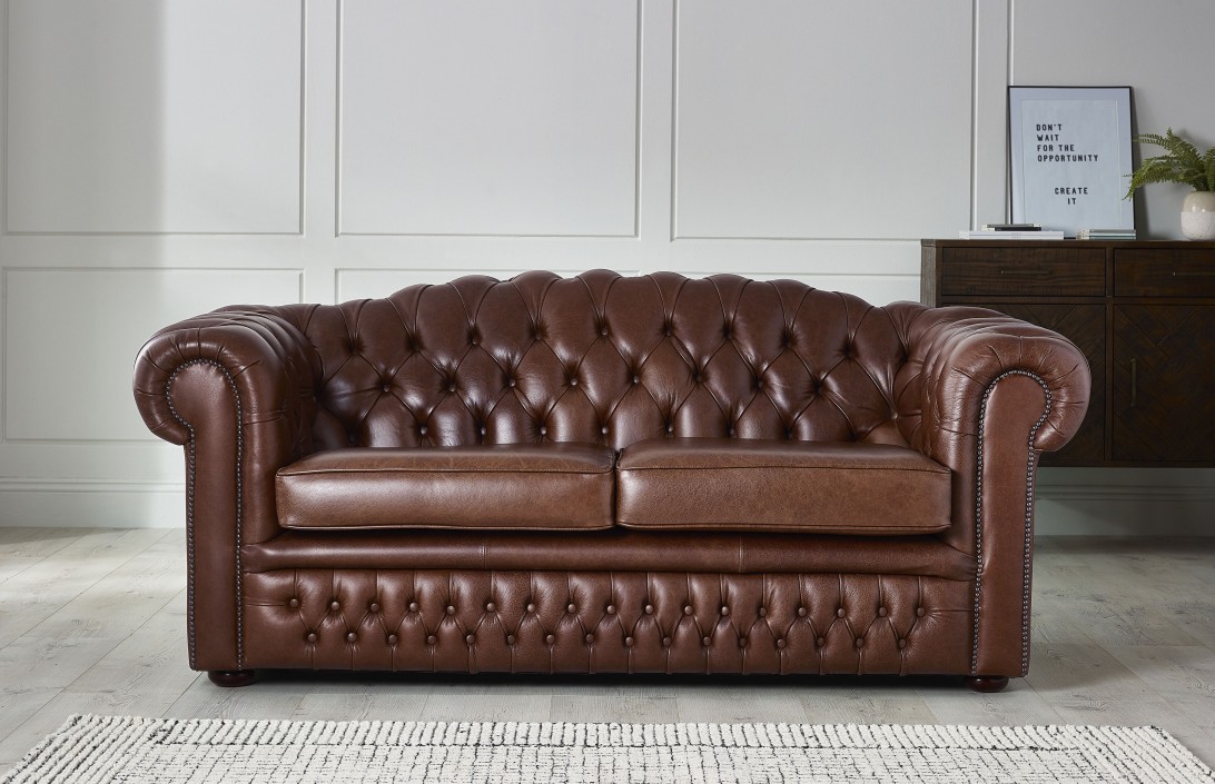 Oxley Chesterfield Company, Brown Leather Couch Bed