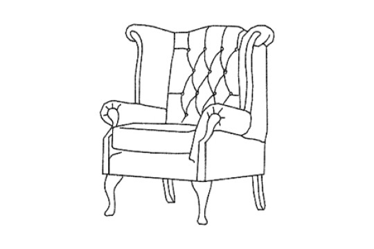 Fabric Scroll Wing Chair