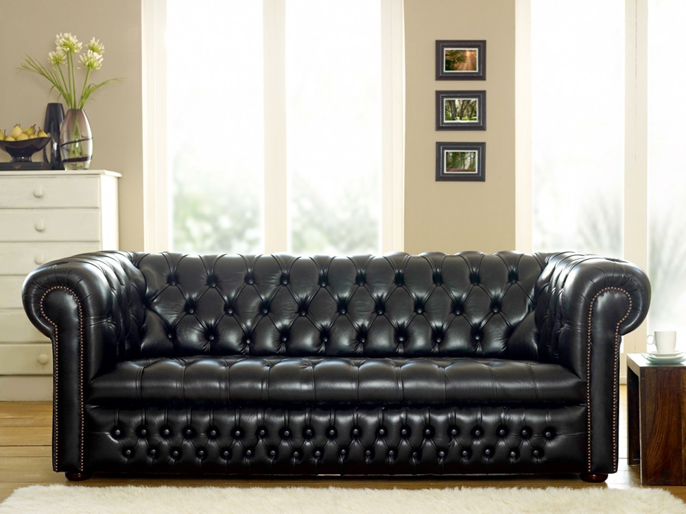 black leather chesterfield sofa
